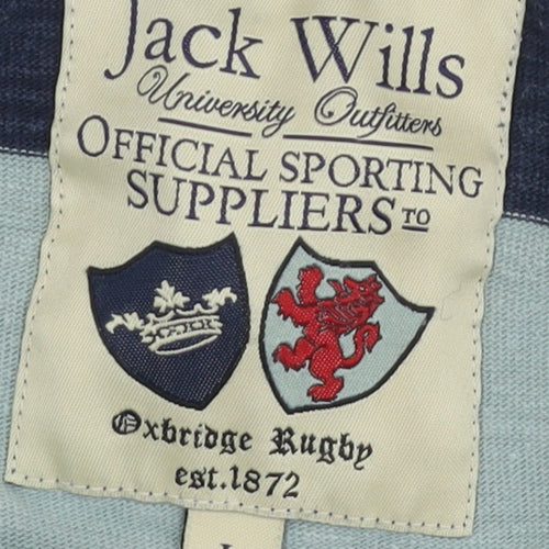 Jack Wills Men's Blue Striped Polo, L, Rugby Style