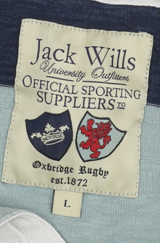 Jack Wills Men's Blue Striped Polo, L, Rugby Style