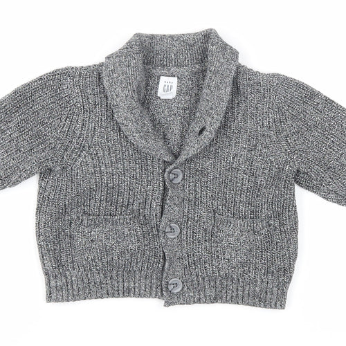 GAP Unisex Baby Grey Cardigan, 6-9 Months, Cotton Knit