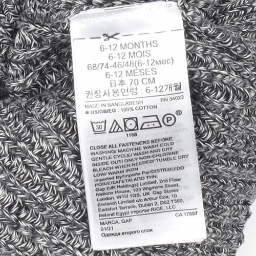 GAP Unisex Baby Grey Cardigan, 6-9 Months, Cotton Knit