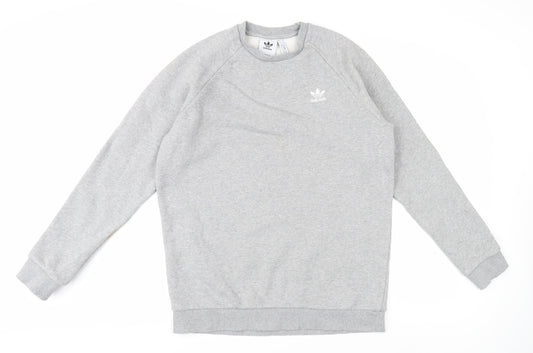 Adidas Men's Grey Pullover Jumper M Crew Neck Logo