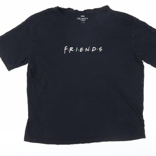 Marks and Spencer Friends Women's Black T-Shirt Size 8