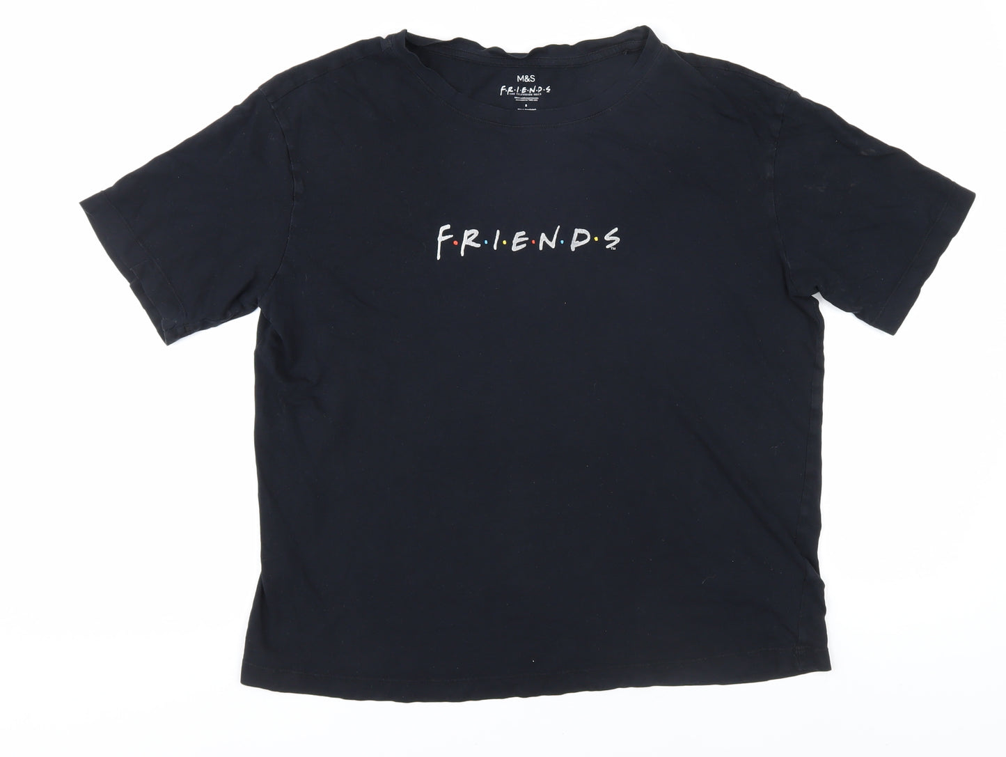 Marks and Spencer Friends Women's Black T-Shirt Size 8