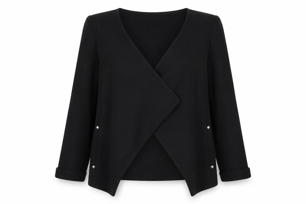 Front view of Wallis Women's Black Petite Wrap Blouse, size S
