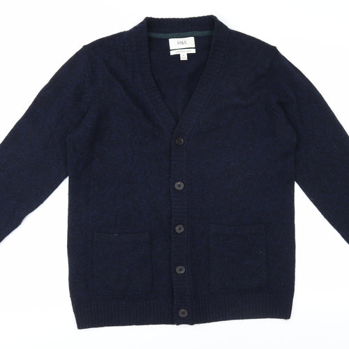 Marks and Spencer Men's Blue Wool Cardigan M