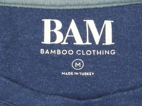 BAM Men's Blue M Bamboo Crew Neck T-Shirt Breathable
