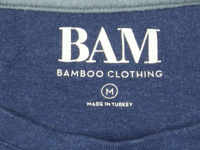 BAM Men's Blue M Bamboo Crew Neck T-Shirt Breathable