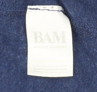 BAM Men's Blue M Bamboo Crew Neck T-Shirt Breathable