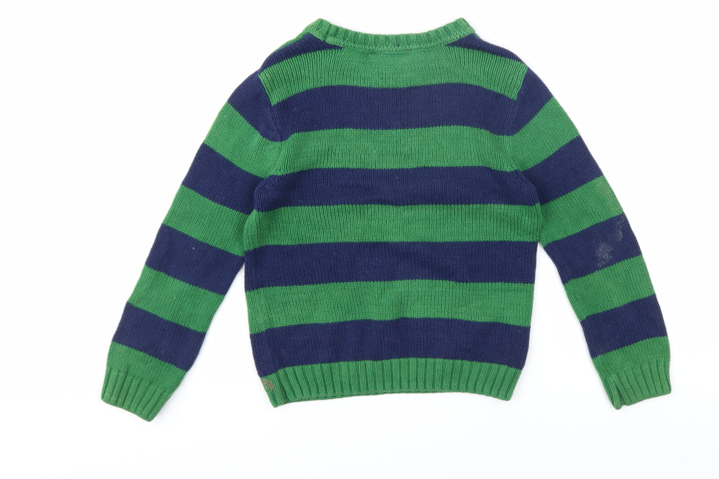Arizona Jean Co Boys Green Blue Striped Pullover Jumper Size 6-7