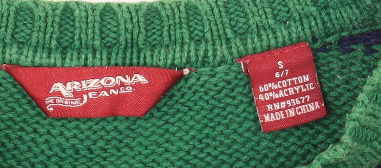 Arizona Jean Co Boys Green Blue Striped Pullover Jumper Size 6-7