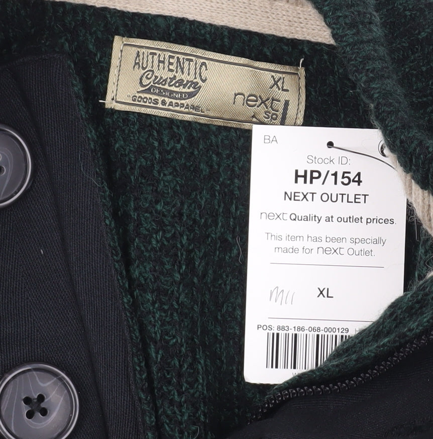 Next Men's Green XL Henley Jumper - Acrylic Wool Blend
