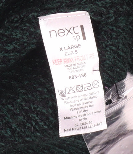 Next Men's Green XL Henley Jumper - Acrylic Wool Blend