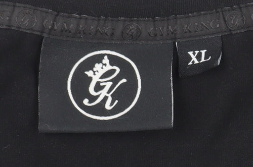 Gym King Men's XL Black Logo T-Shirt, Comfortable Cotton