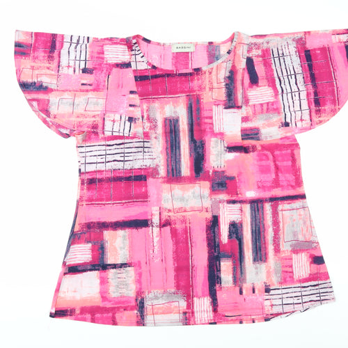 Bassini Women's Pink Abstract Tunic Blouse, Size 20
