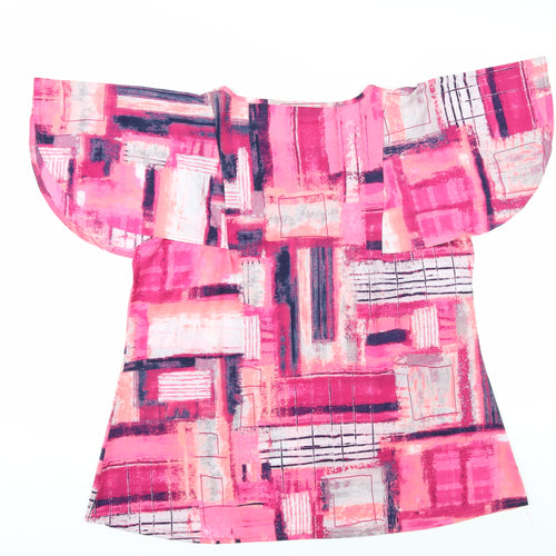 Bassini Women's Pink Abstract Tunic Blouse, Size 20