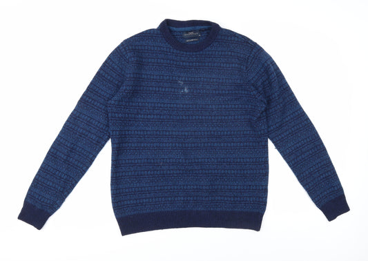 Next Men's Blue Wool Geometric Jumper Size M