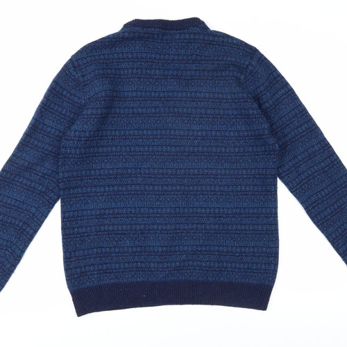 Next Men's Blue Wool Geometric Jumper Size M