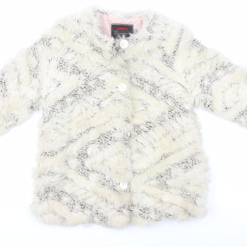 Catimini Girls Ivory Faux Fur Coat, Size 4 Years