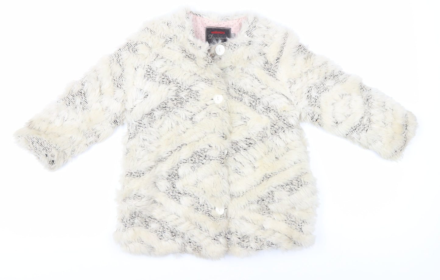 Catimini Girls Ivory Faux Fur Coat, Size 4 Years