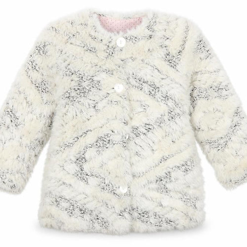 Catimini Girls Ivory Faux Fur Coat, Size 4 Years