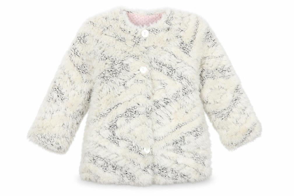 Catimini Girls Ivory Faux Fur Coat, Size 4 Years