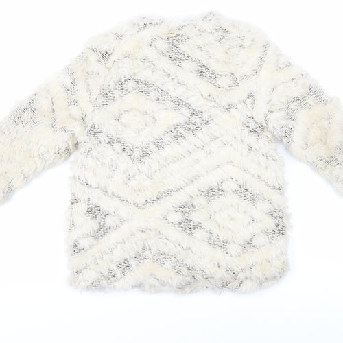 Catimini Girls Ivory Faux Fur Coat, Size 4 Years