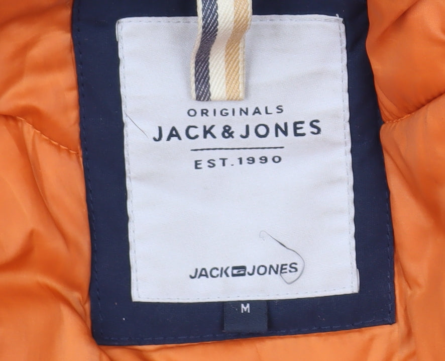 Jack & Jones Men's Blue Parka Jacket M - Hooded Winter Coat