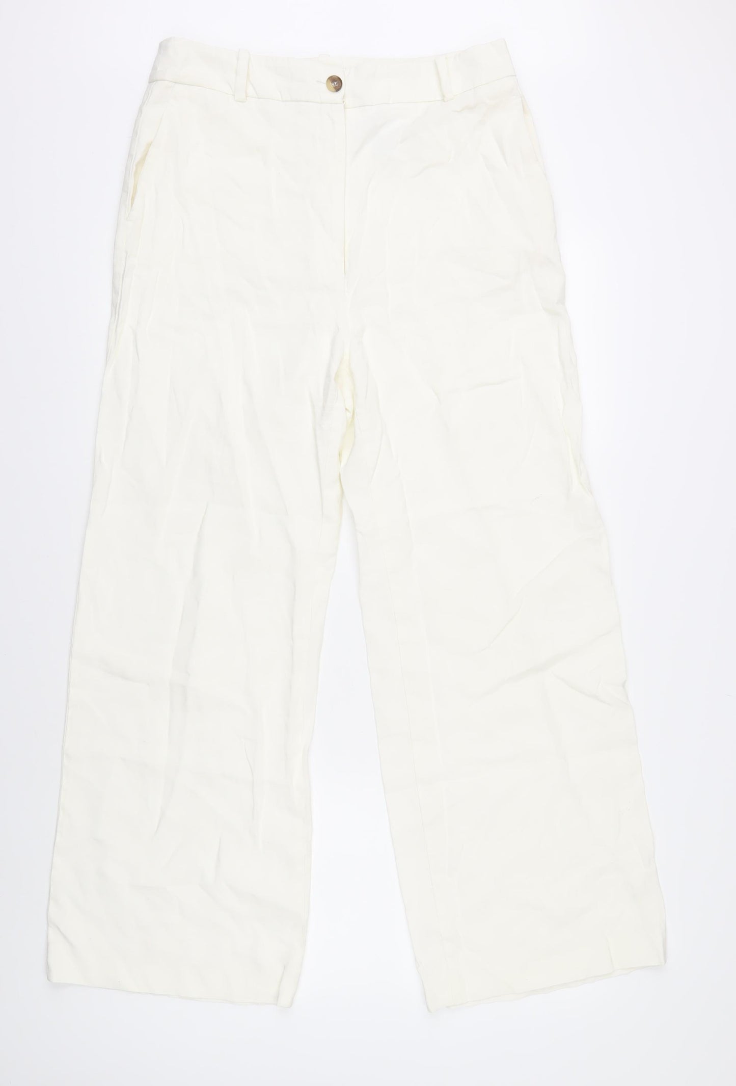 Ivory Wide-Leg Women's Trousers Size 14