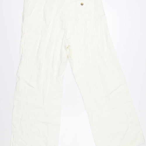 Ivory Wide-Leg Women's Trousers Size 14