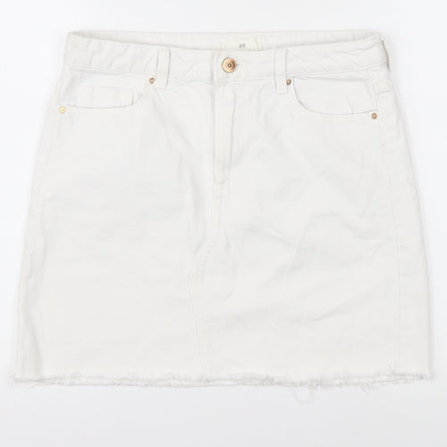 H&M Women’s White Mini Denim Skirt - Size 8