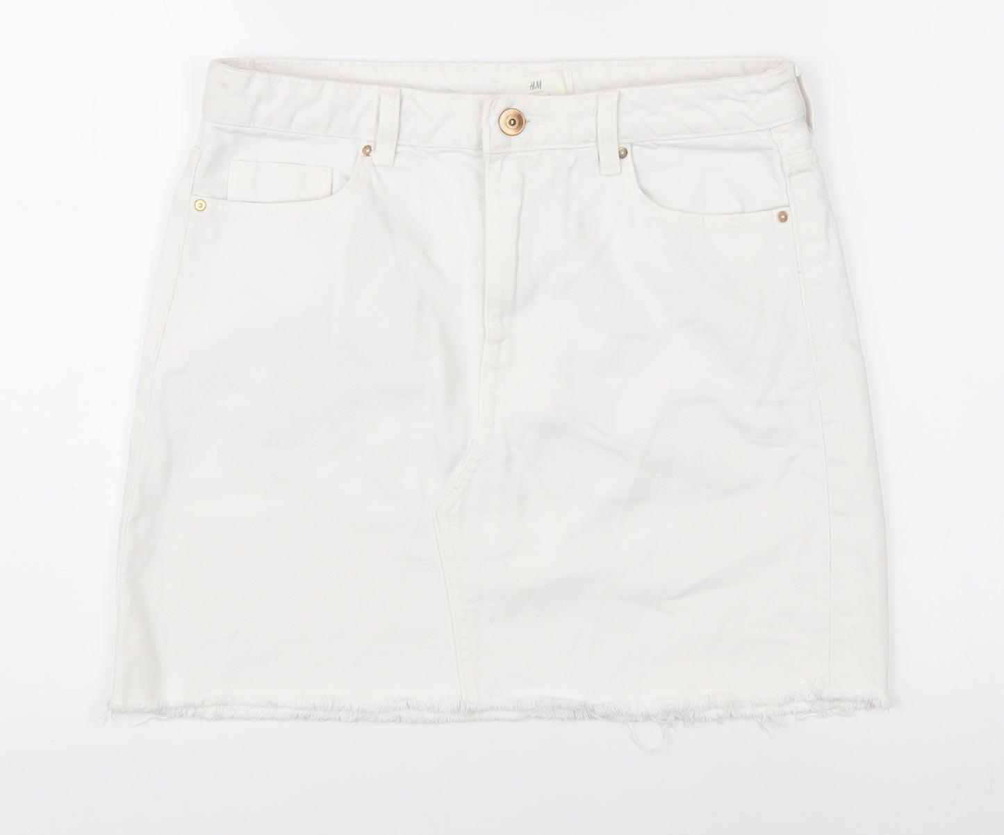 H&M Women’s White Mini Denim Skirt - Size 8