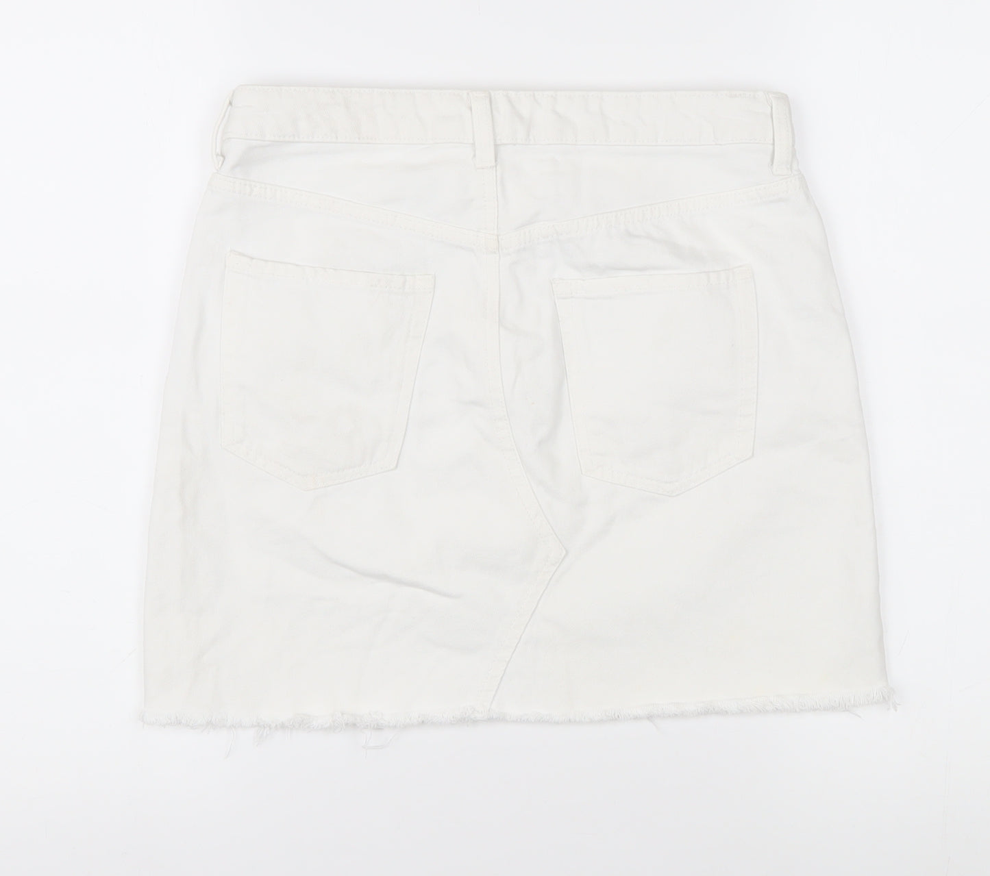 H&M Women’s White Mini Denim Skirt - Size 8