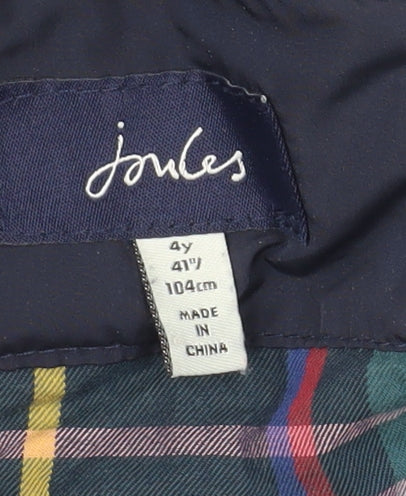 Joules Boys Blue Puffer Jacket 4 Years Lined Padded