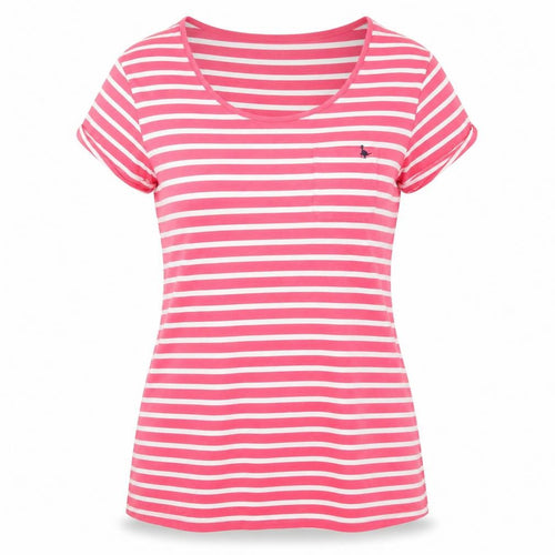 Jack Wills Women's Pink Striped T-Shirt, Size 14, Casual
