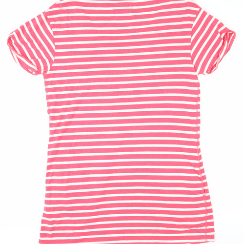 Jack Wills Women's Pink Striped T-Shirt, Size 14, Casual