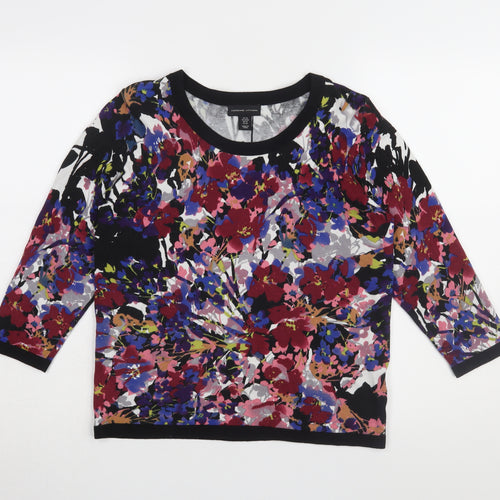 Adrienne Vittadini Women's Multicolour Floral 3/4 Sleeve Blouse