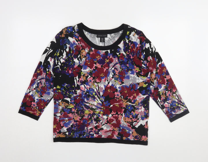 Adrienne Vittadini Women's Multicolour Floral 3/4 Sleeve Blouse