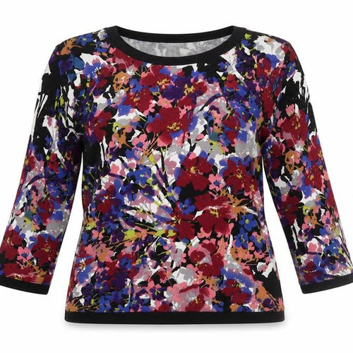 Adrienne Vittadini Women's Multicolour Floral 3/4 Sleeve Blouse