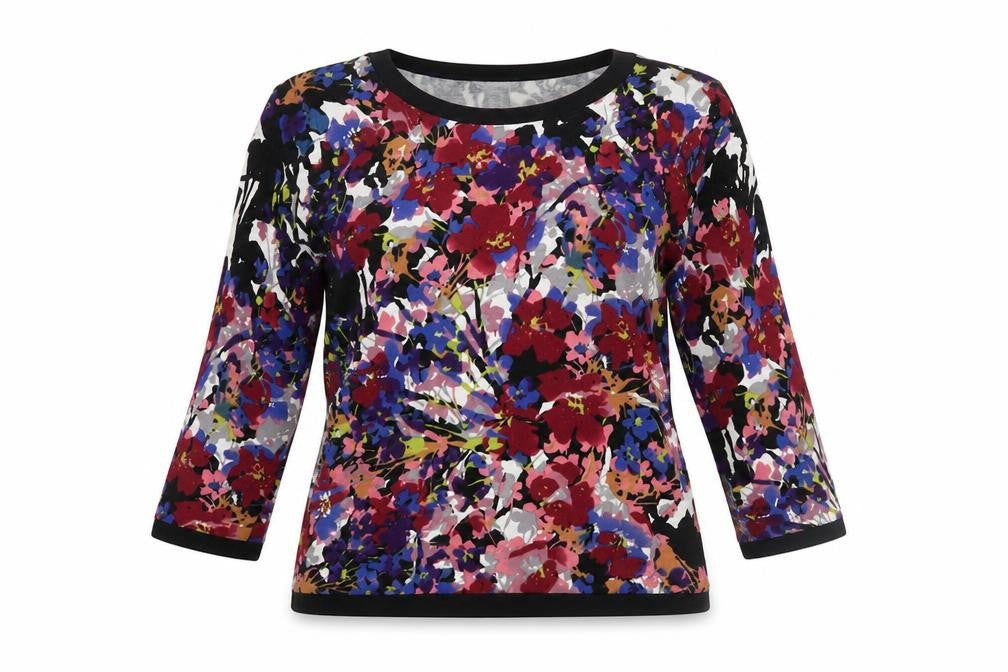 Adrienne Vittadini Women's Multicolour Floral 3/4 Sleeve Blouse