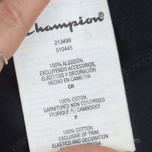 Champion Men's Black Hoodie, Small, Cotton Pullover, Logo
