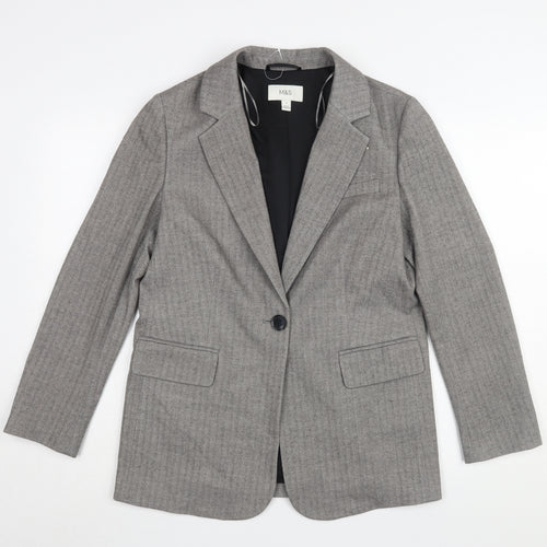 Marks and Spencer Women's Grey Herringbone Blazer - Size 8
