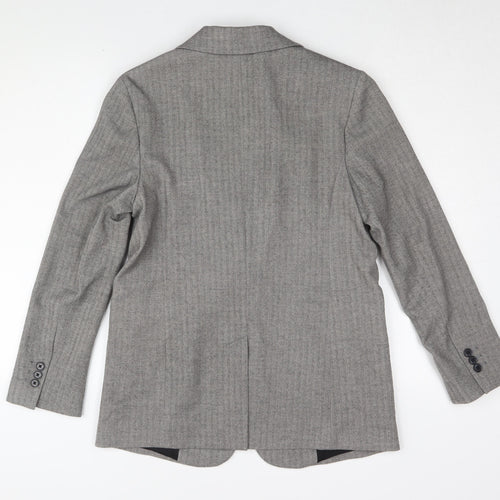 Marks and Spencer Women's Grey Herringbone Blazer - Size 8