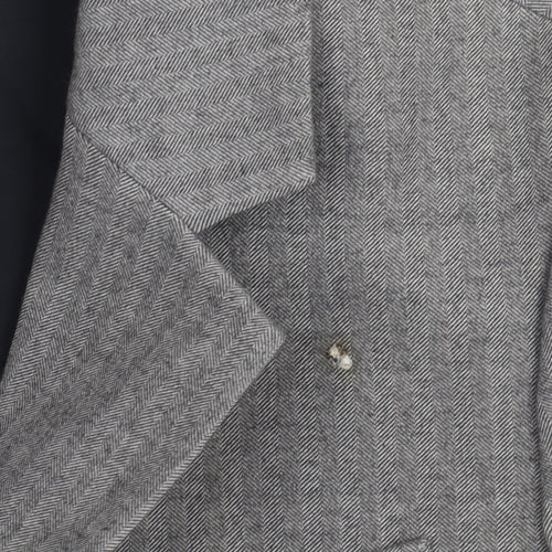 Marks and Spencer Women's Grey Herringbone Blazer - Size 8