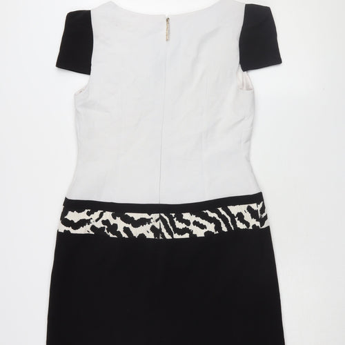 Badoo Women's Black & White Animal Print Sheath Dress UK 14