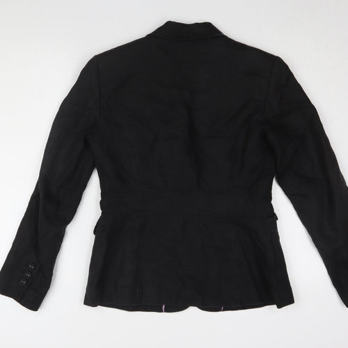 Next Women's Black Linen Blazer, Size 12, Buttoned, Lined