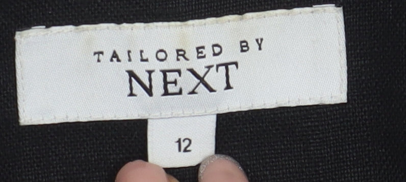 Next Women's Black Linen Blazer, Size 12, Buttoned, Lined