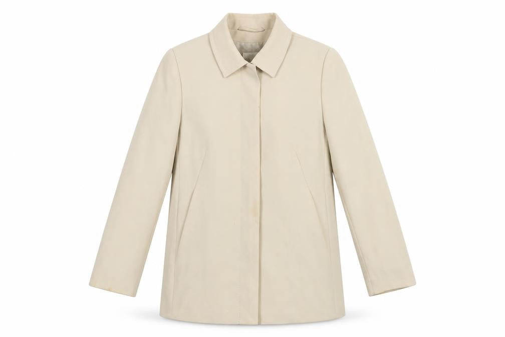 Front view of Marks & Spencer Beige Women's Overcoat, size 14