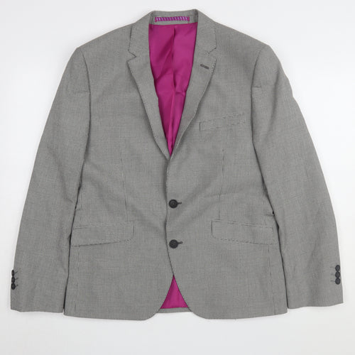 Marks and Spencer Men's Grey Check Blazer, Size 40S