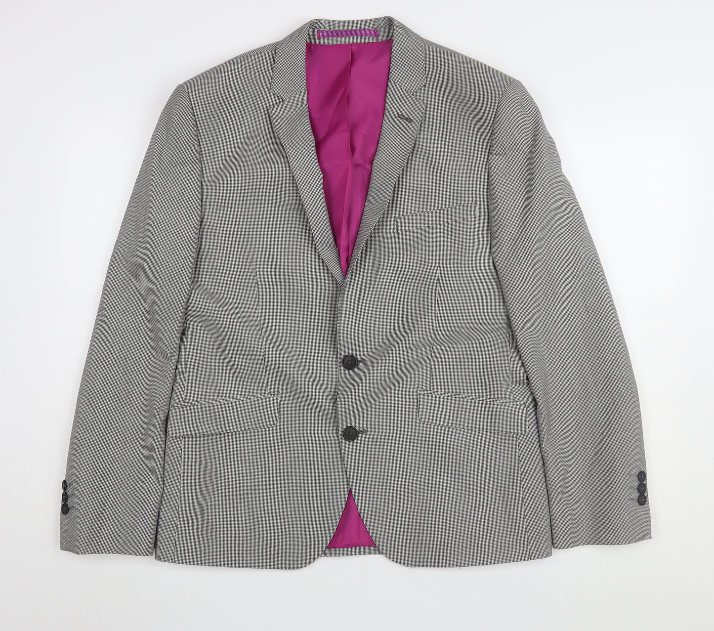 Marks and Spencer Men's Grey Check Blazer, Size 40S