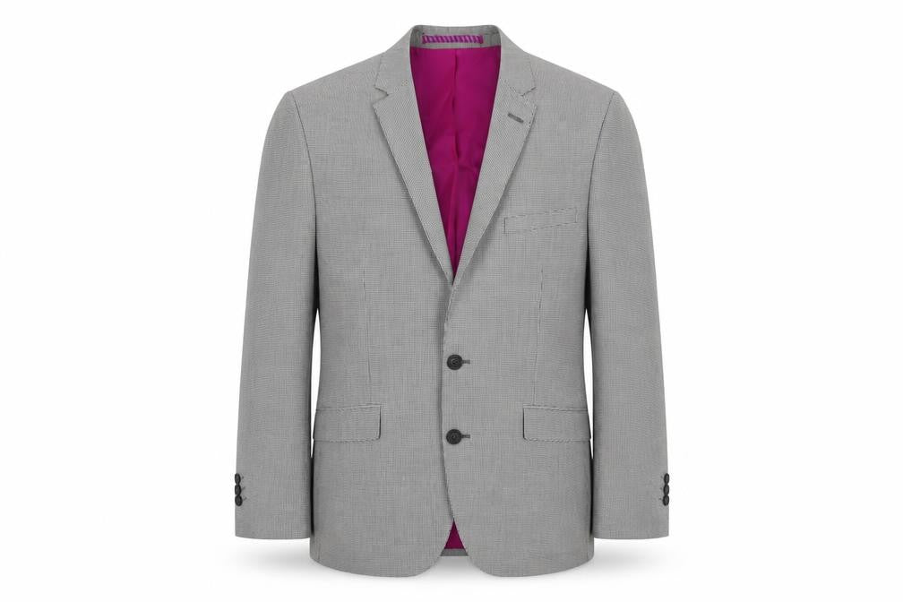 Front view of Marks & Spencer Men's Grey Check Blazer, Size 40S